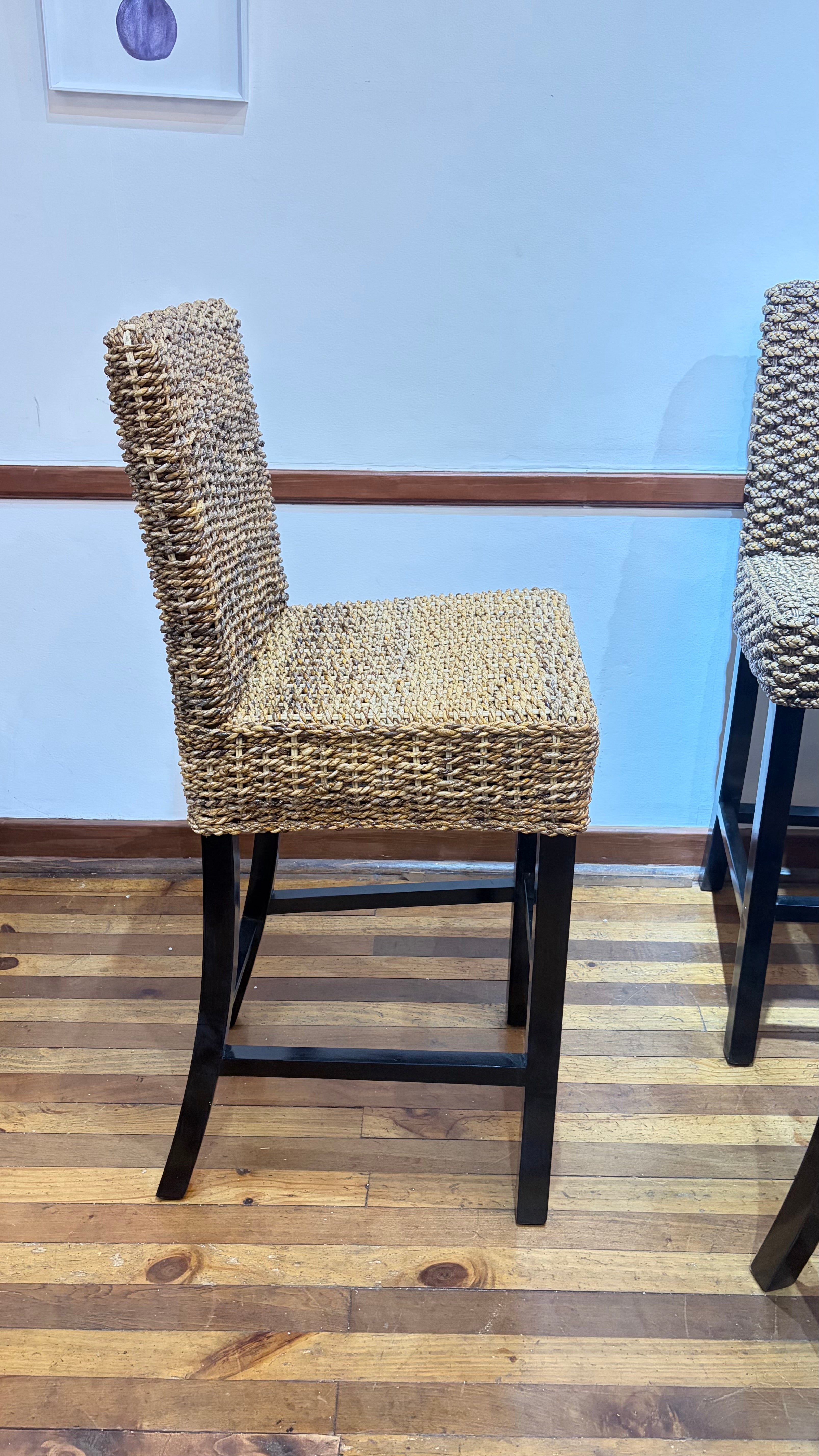 Silla Taburete de Bar Rattan Natural Con Hoja de Plátano, Silla de Bar