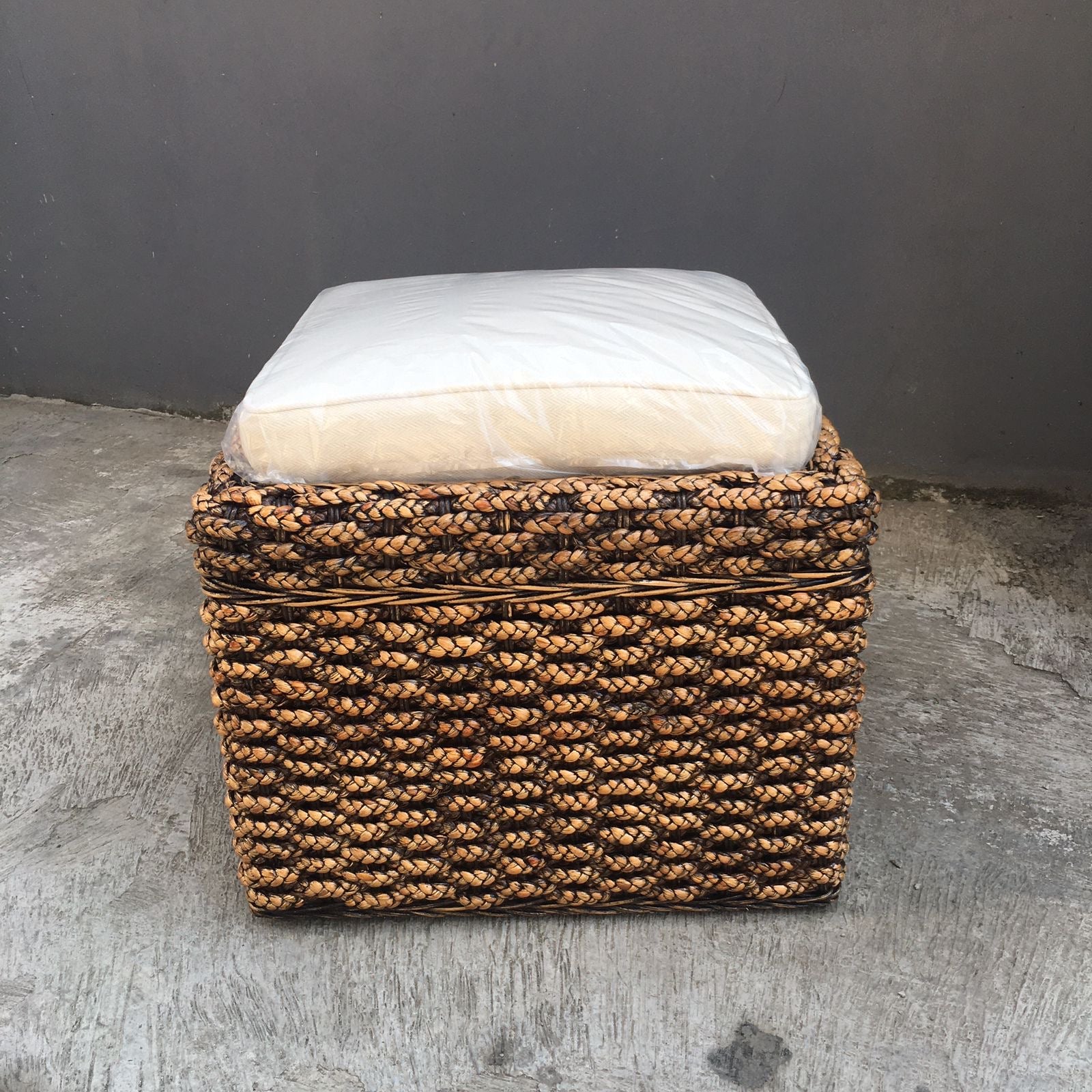 Mesa de Centro Kuta Rattan Natural y Jacinto 4 puf