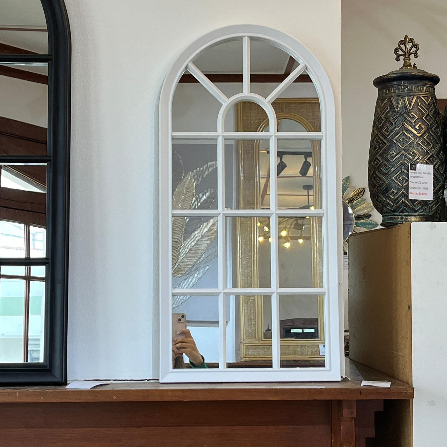 Espejo Pequeño Diseño Ventana Color Blanco