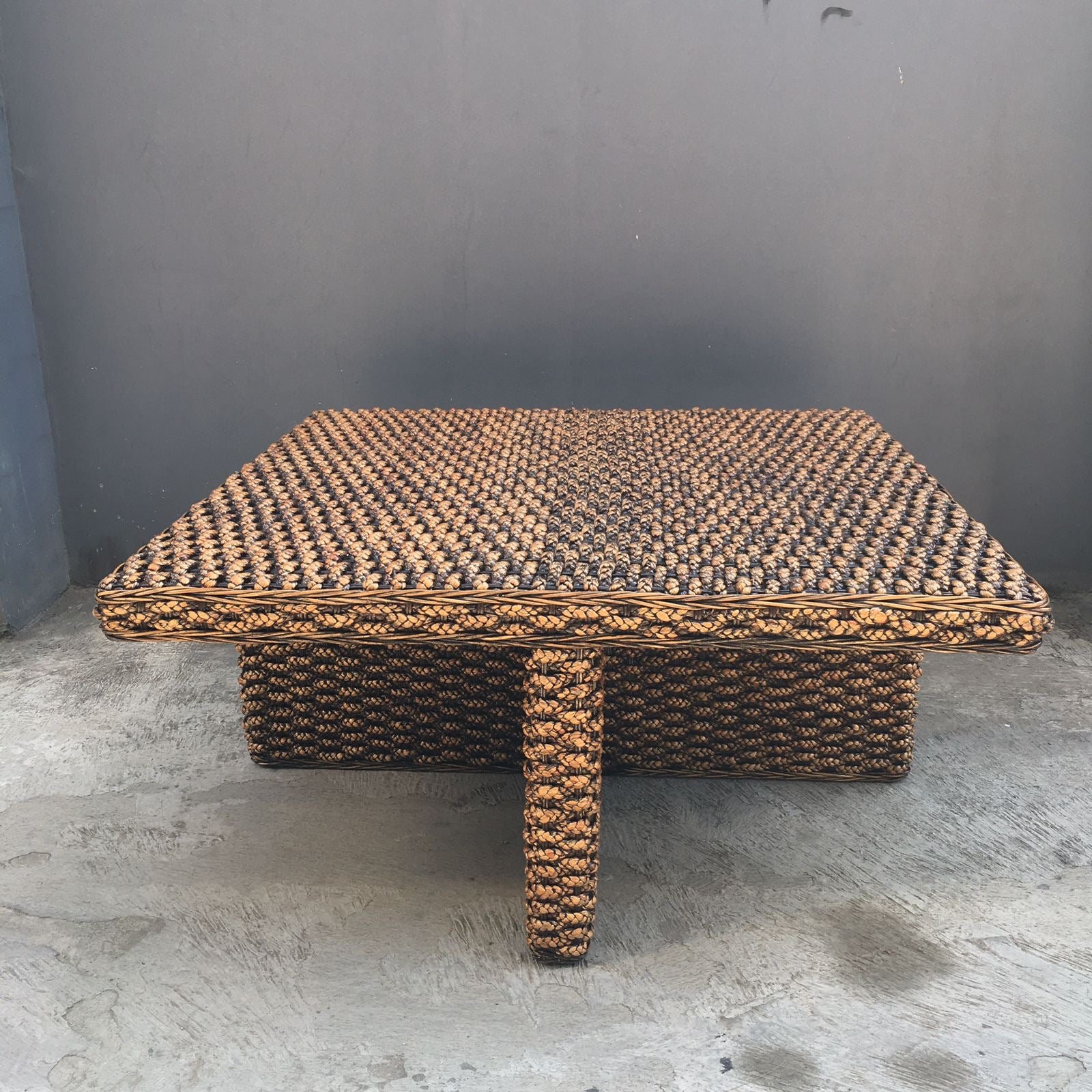 Mesa de Centro Kuta Rattan Natural y Jacinto 4 puf