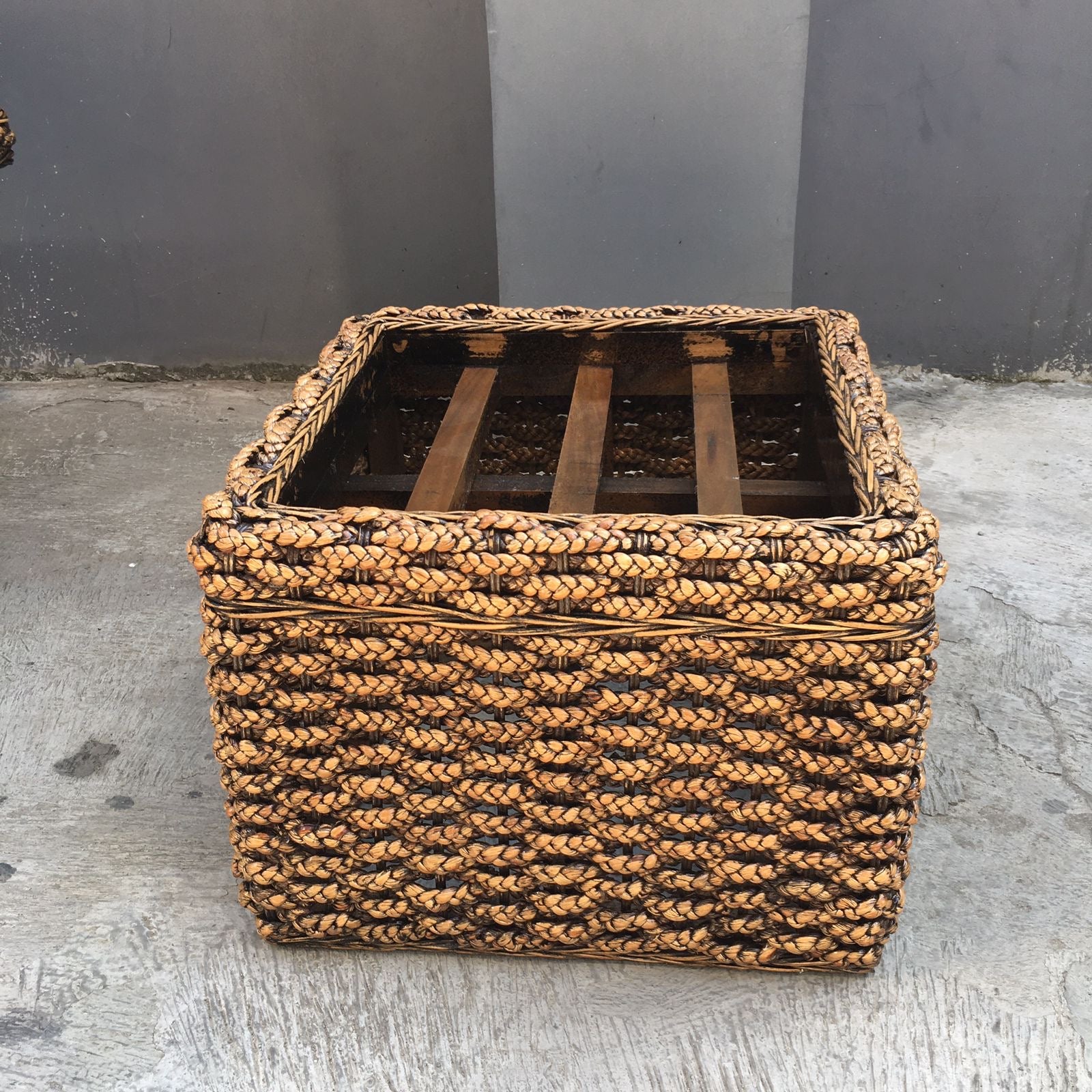 Mesa de Centro Kuta Rattan Natural y Jacinto 4 puf