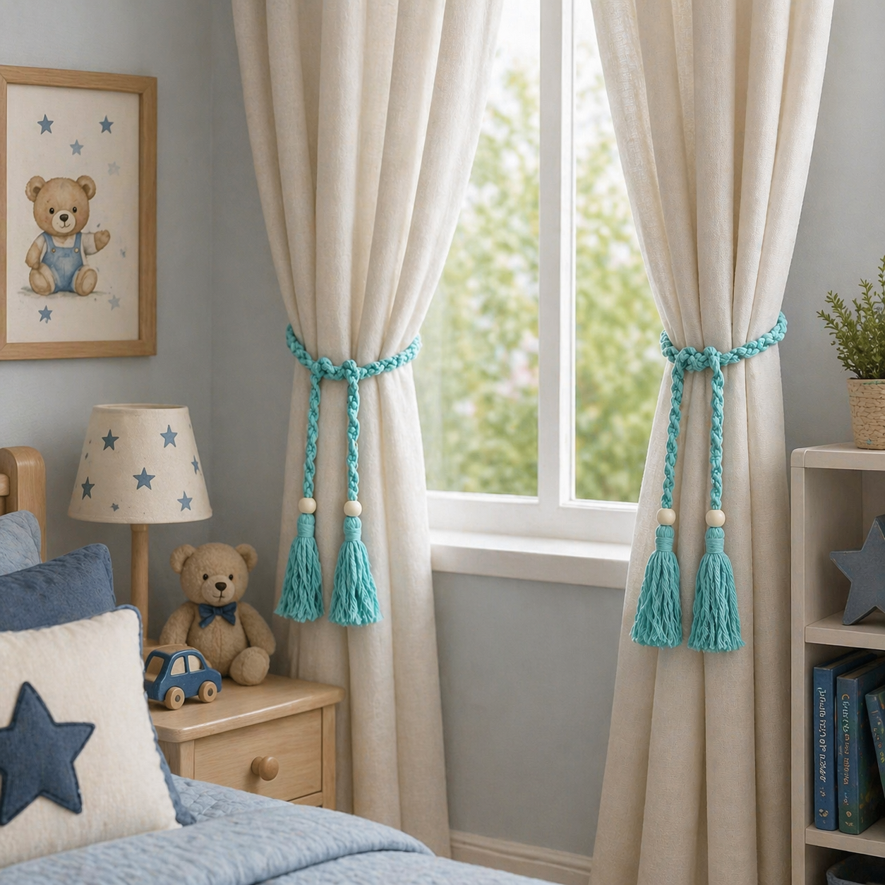 Pack 2 Amarras de Cortinas Celeste