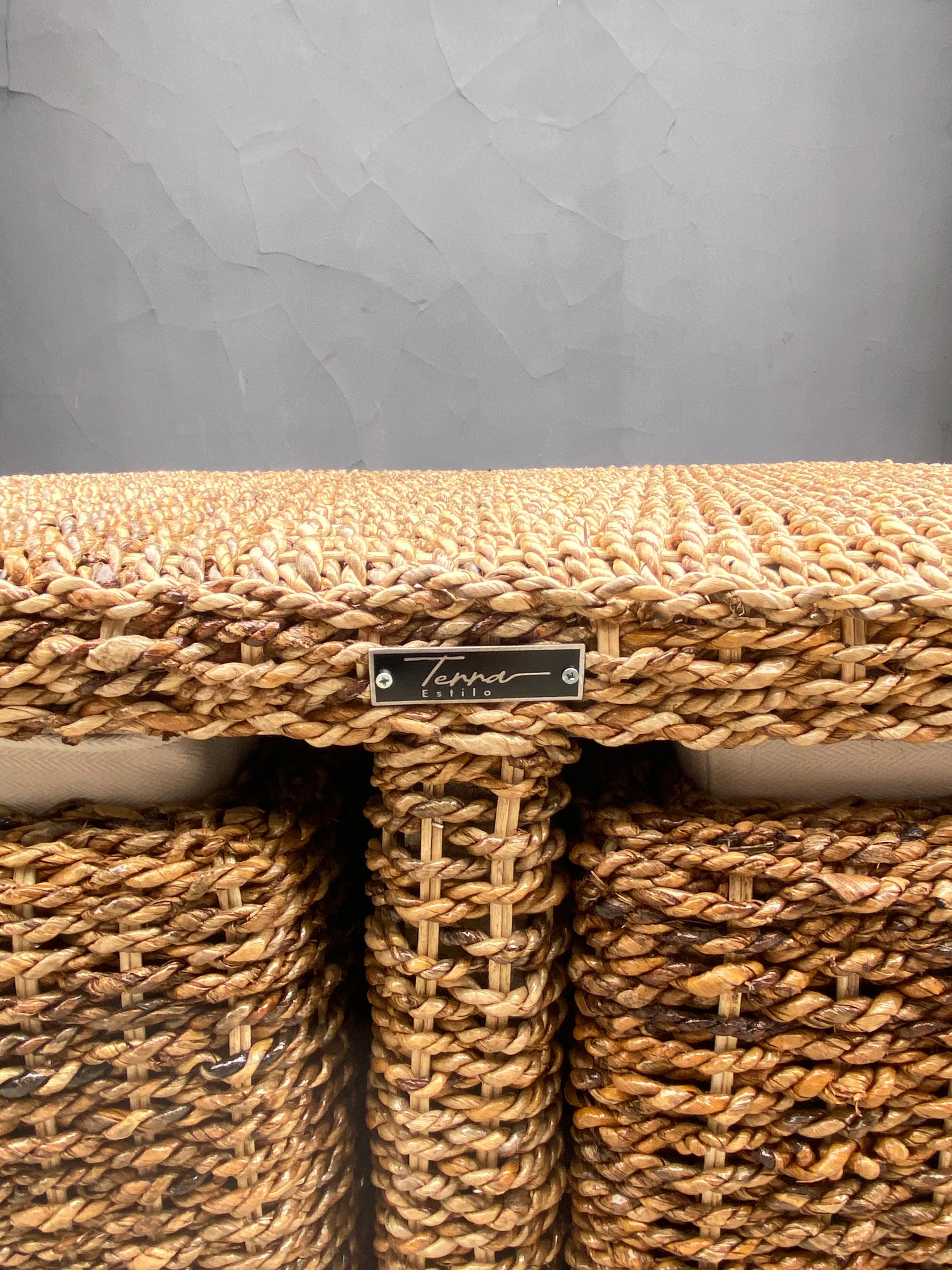 Mesa de Centro Kuta Rattan Natural y Bannana 4 puf