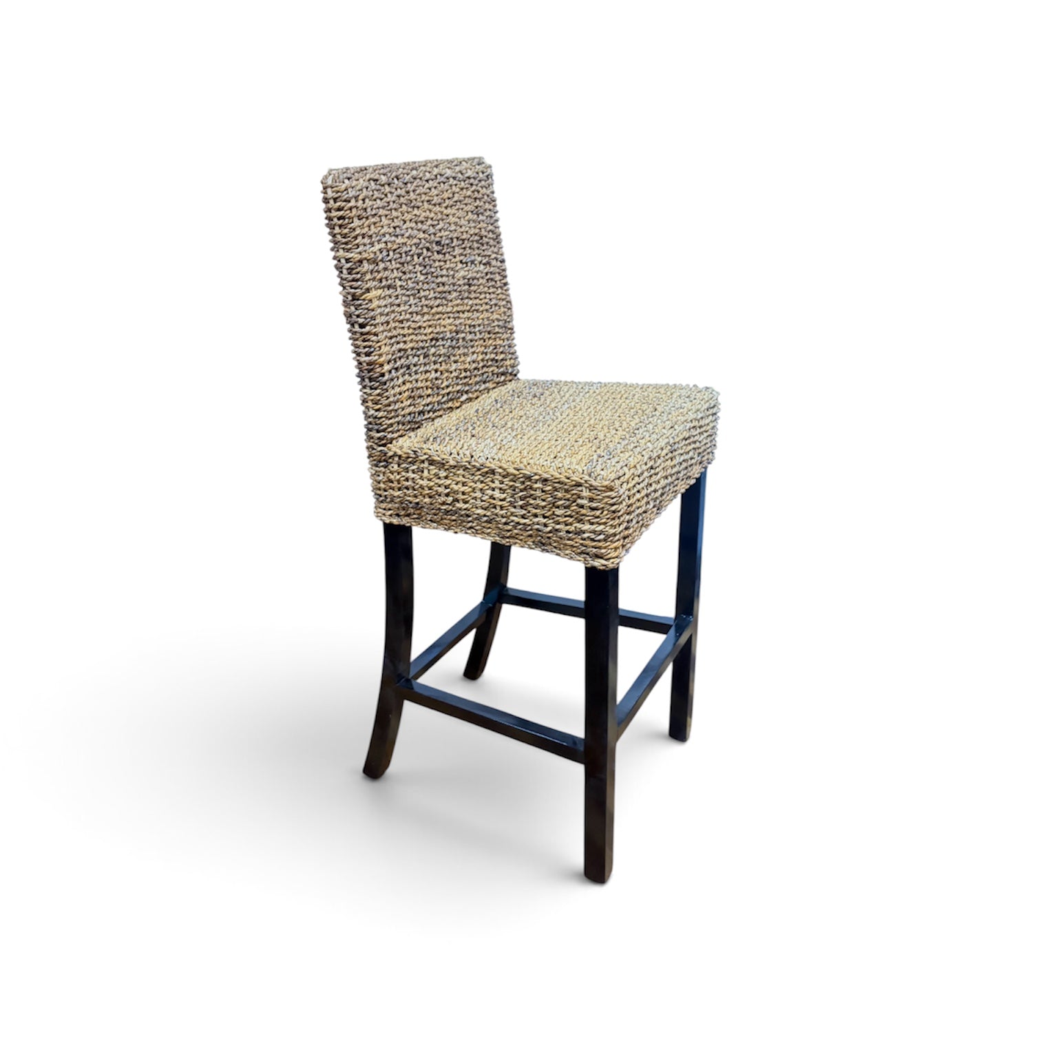 Silla Taburete de Bar Rattan Natural Con Hoja de Plátano, Silla de Bar