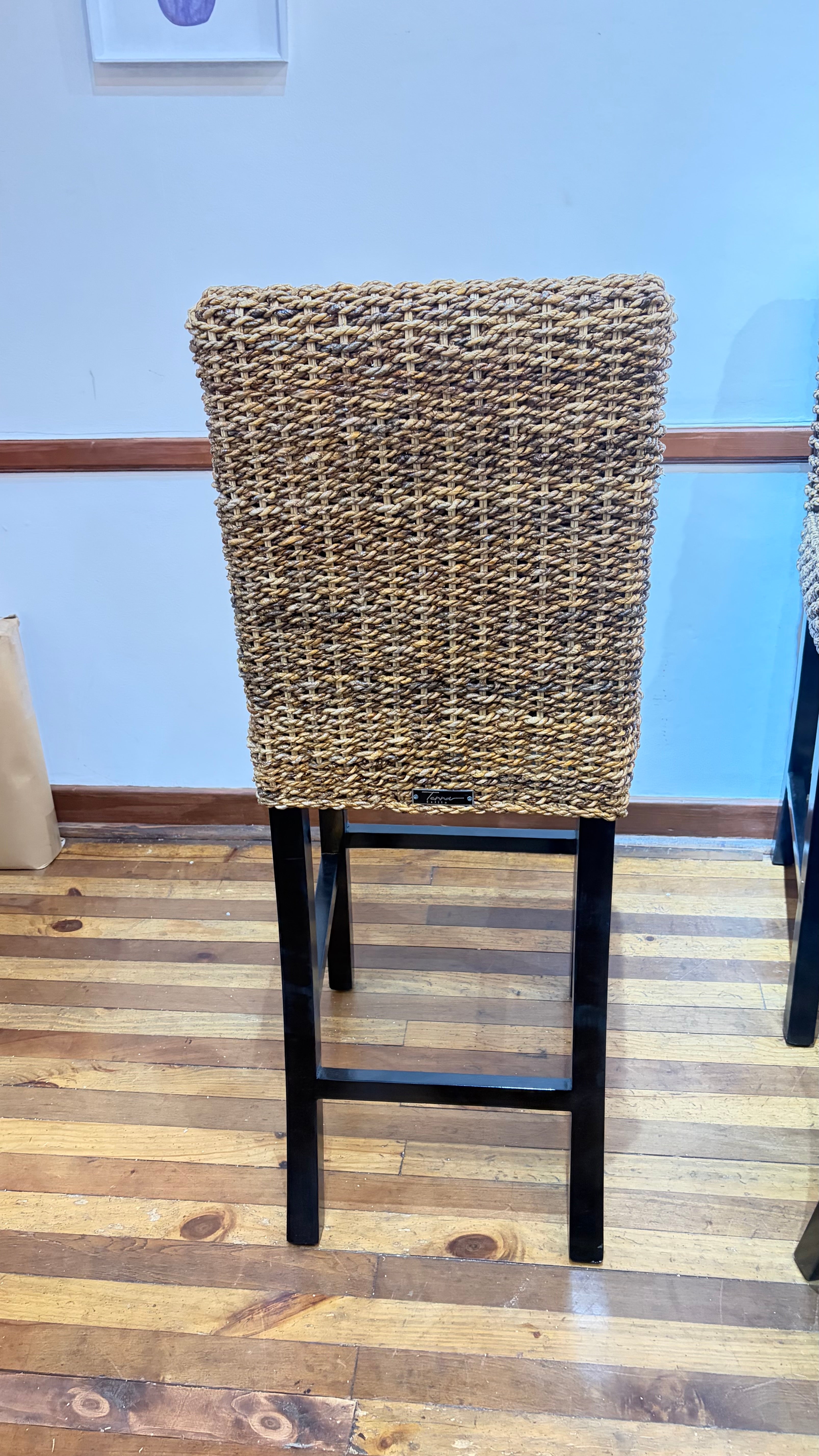 Silla Taburete de Bar Rattan Natural Con Hoja de Plátano, Silla de Bar
