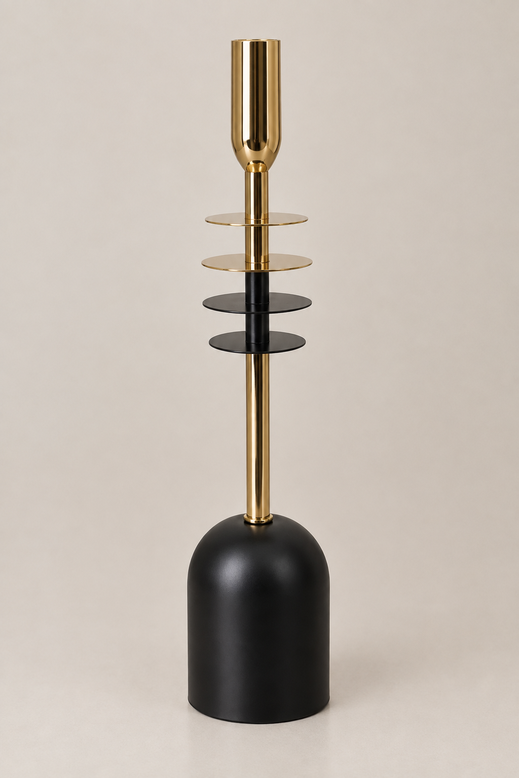 Candelabro negro con dorado mediano
