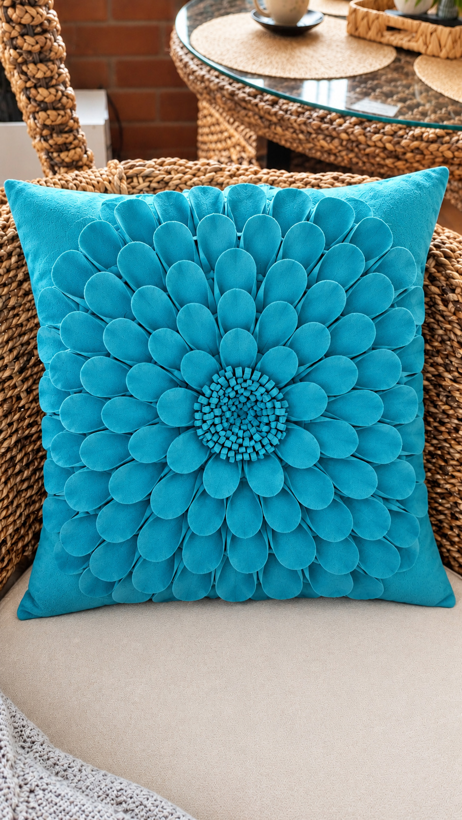 Funda Cojín flor en el centro calipso