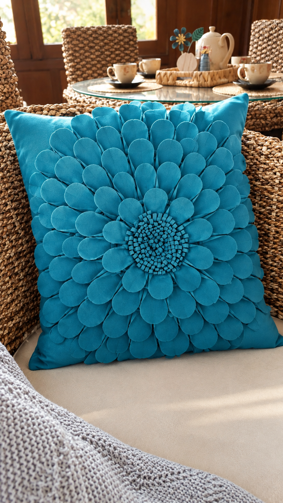 Funda Cojín flor en el centro calipso