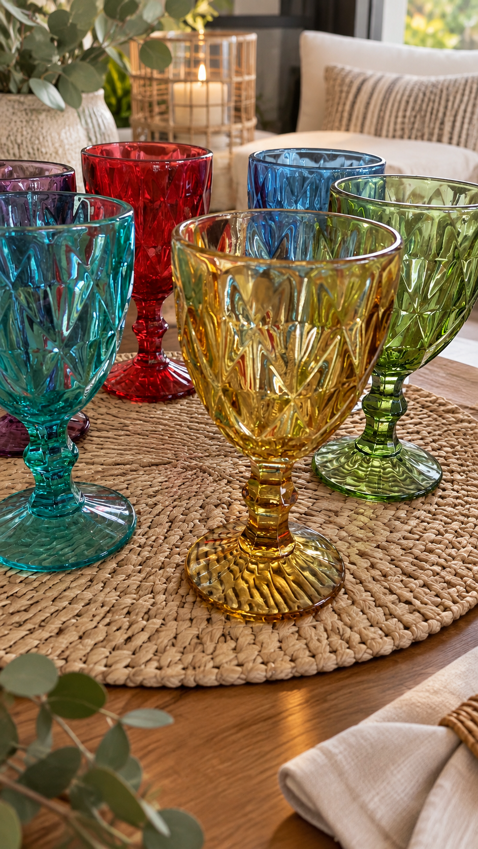 Set de 6 copas vineras multicolor