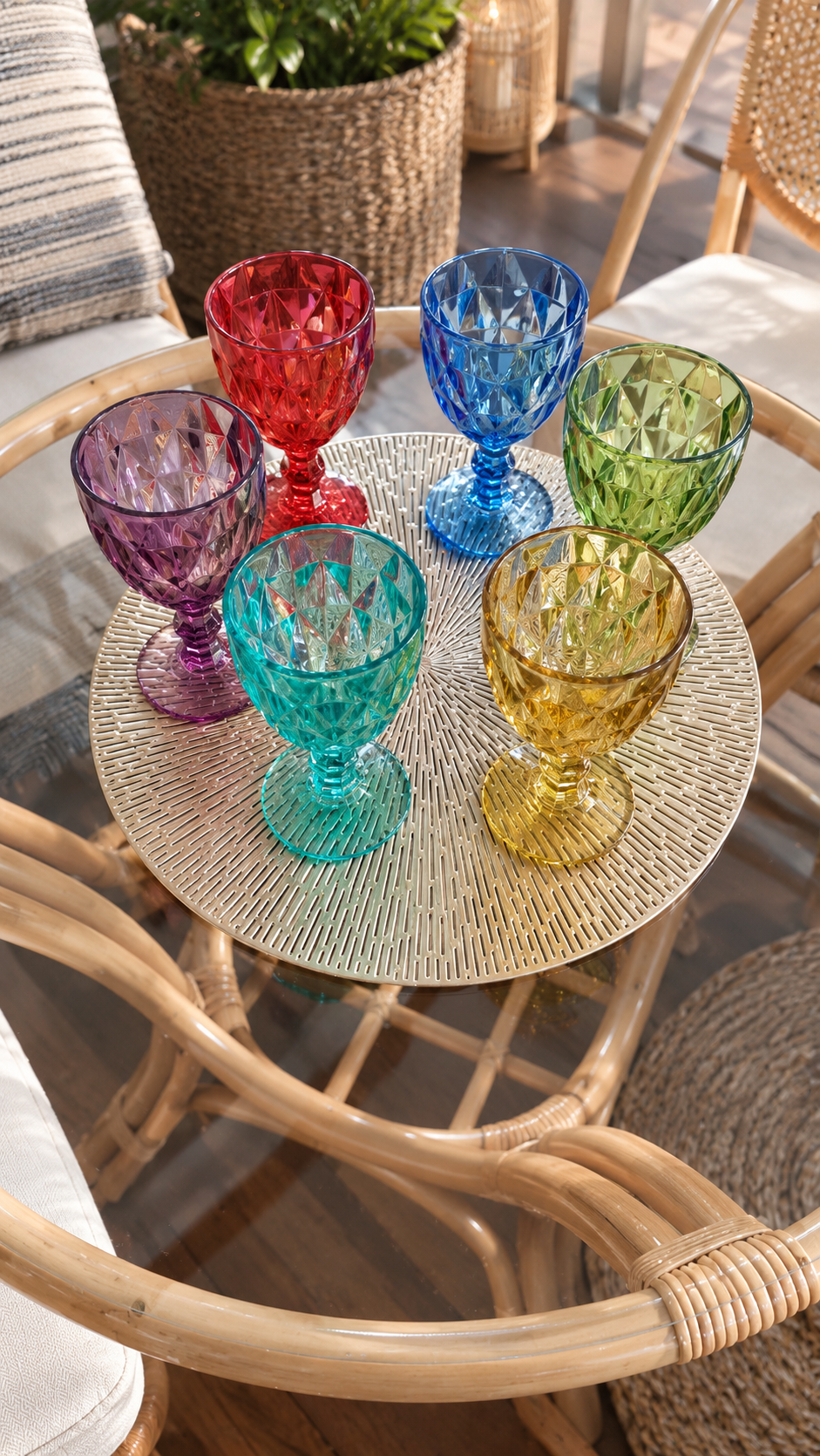Set de 6 copas vineras multicolor