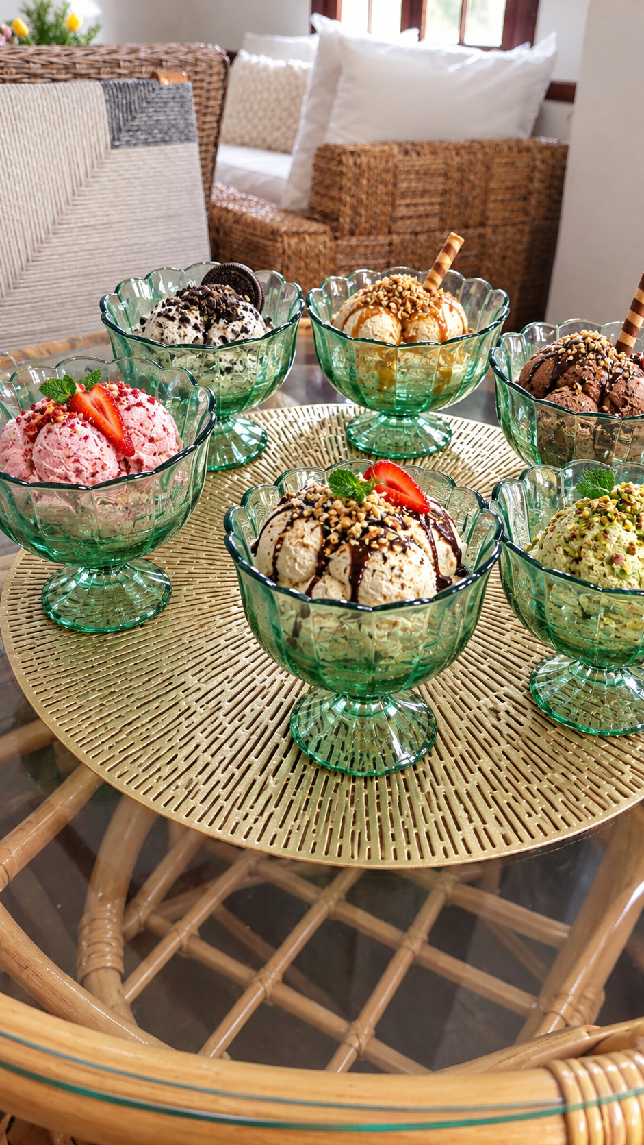 Set de 6 copas de postre verdes