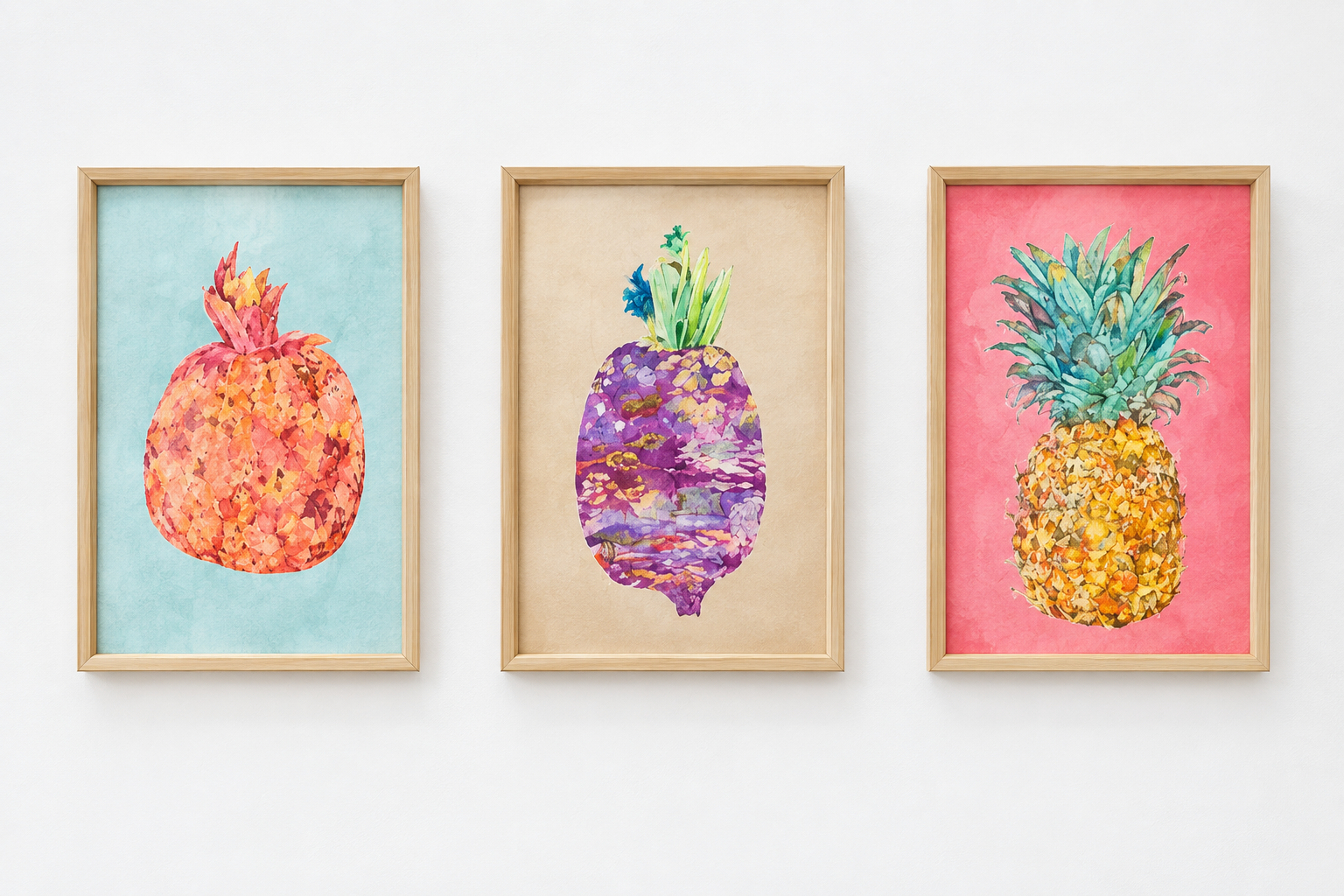 Set de 3 Cuadros Frutas y Hortaliza