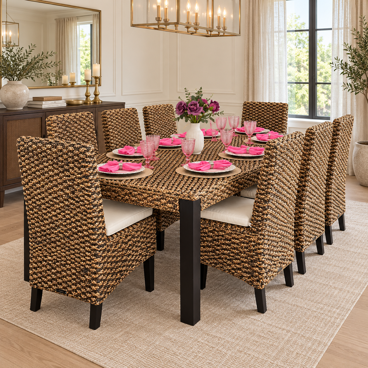 Comedor de 8 Personas Rattan Natural, Comedor de Terraza