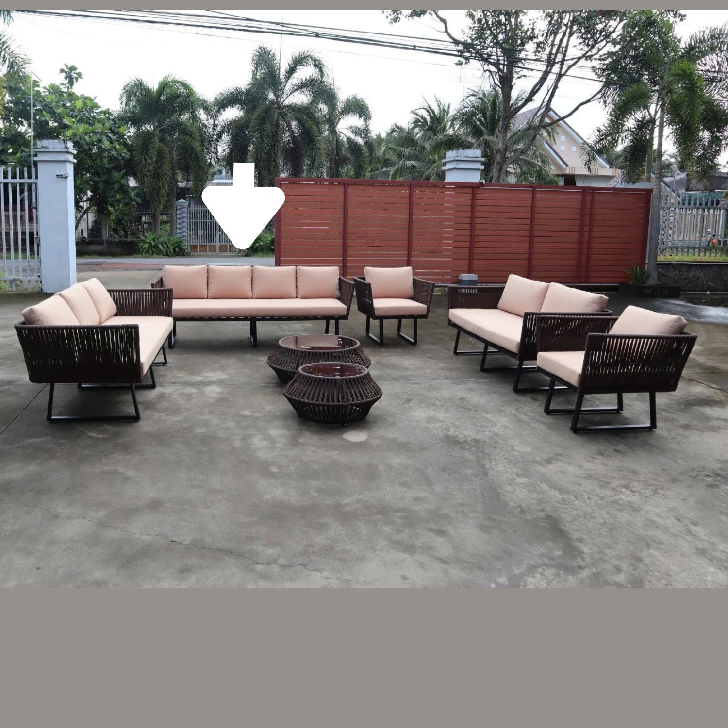 Sofa de Cuerda Nautica  Café 4 Cuerpos