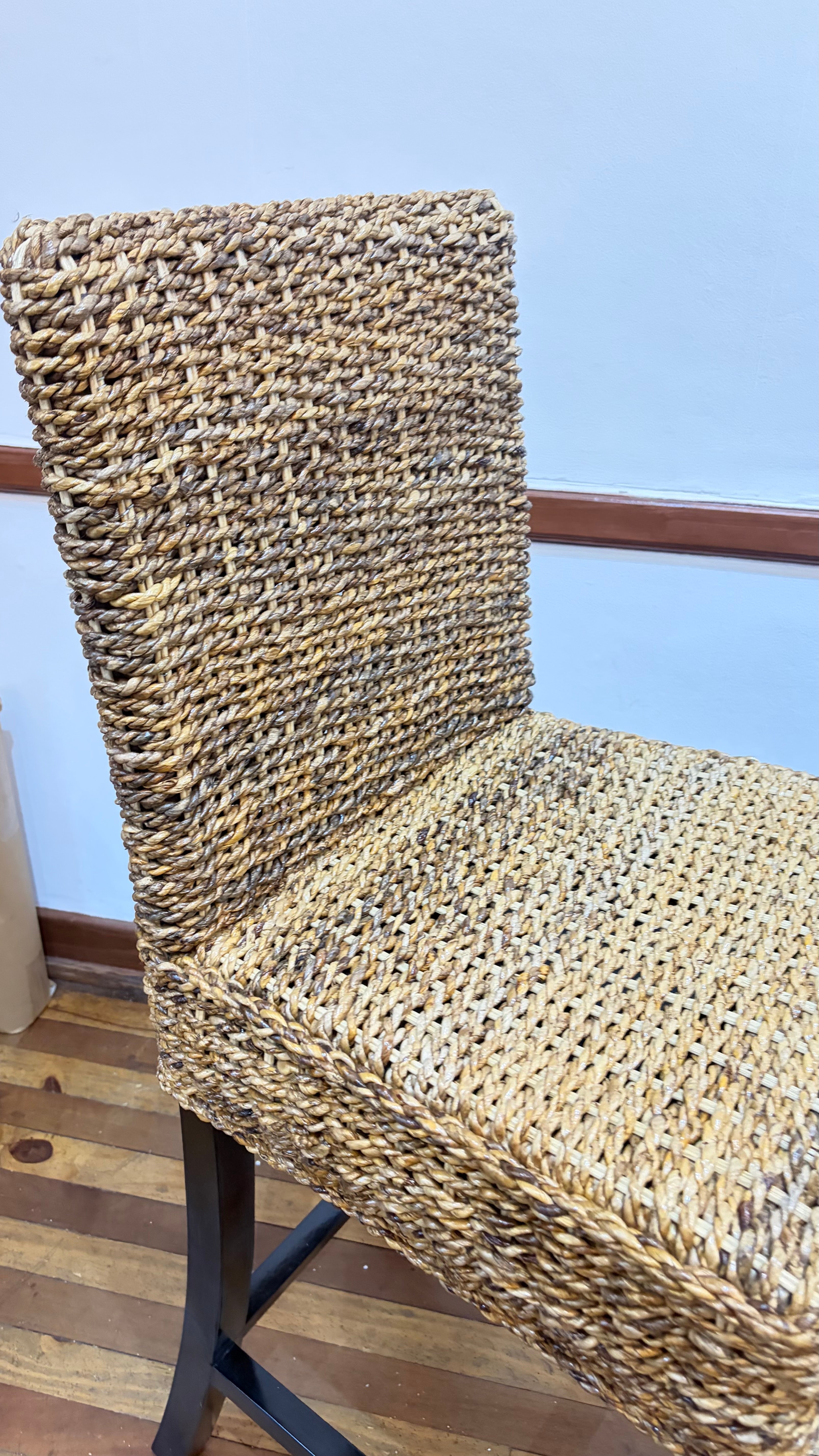 Silla Taburete de Bar Rattan Natural Con Hoja de Plátano, Silla de Bar