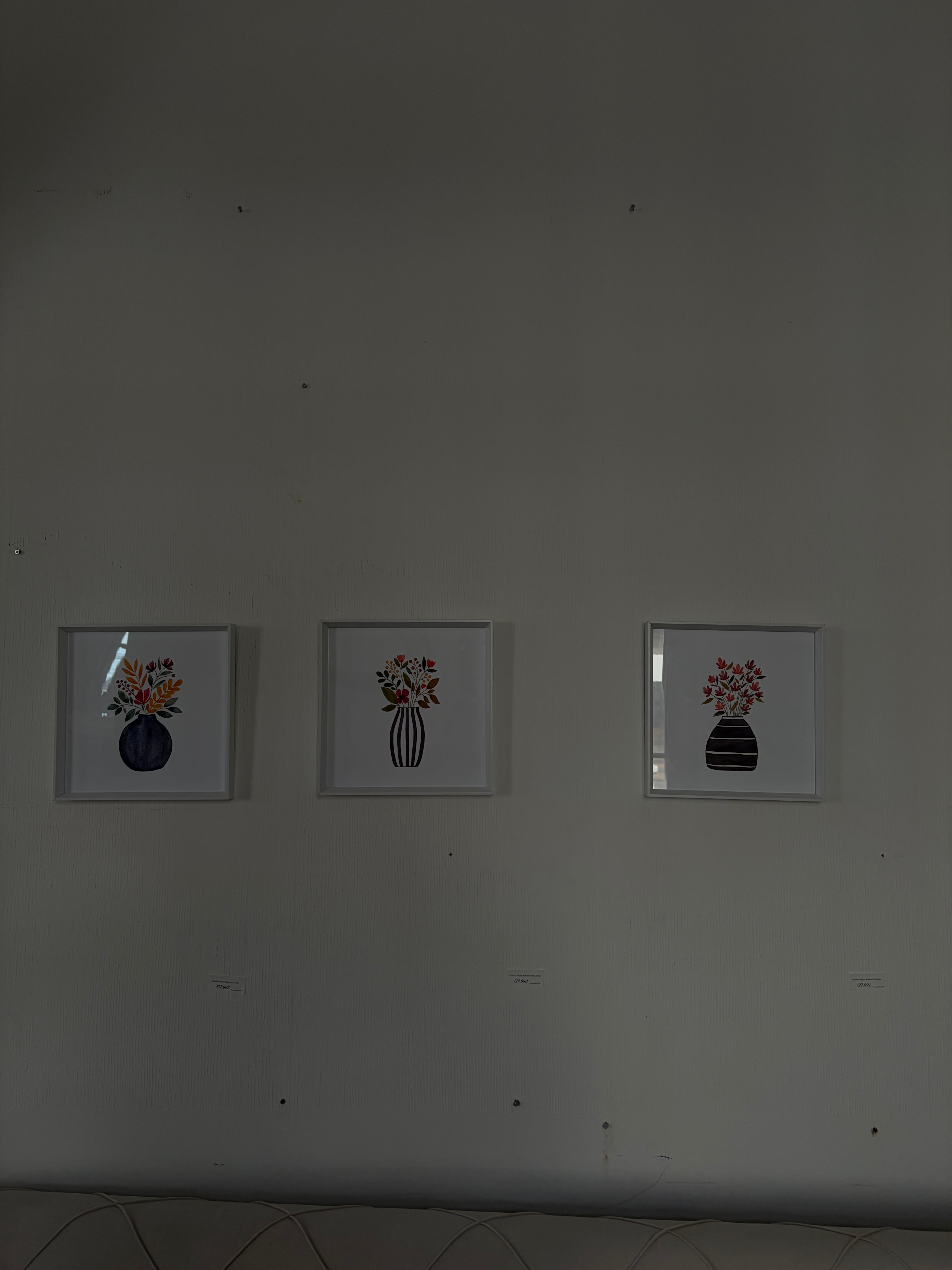 Set de 3 cuadros con Floreros Azules