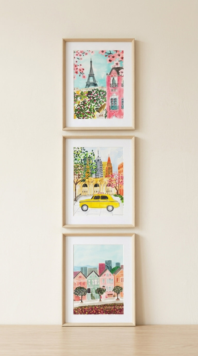 Set de 3 Cuadro decorativos Ciudades del Mundo