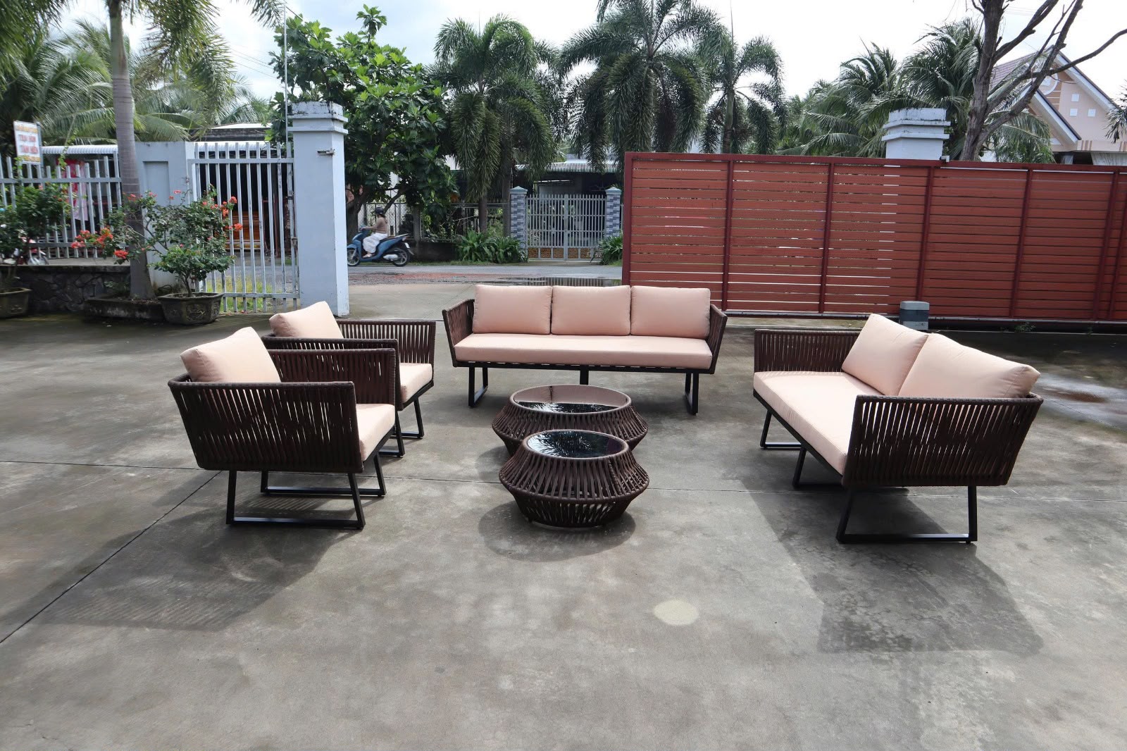 Terraza Pequeña 1 sillón de 2 Cuerpos y 2 Sitiales de 1 Cuerpo Cuerda Náutica