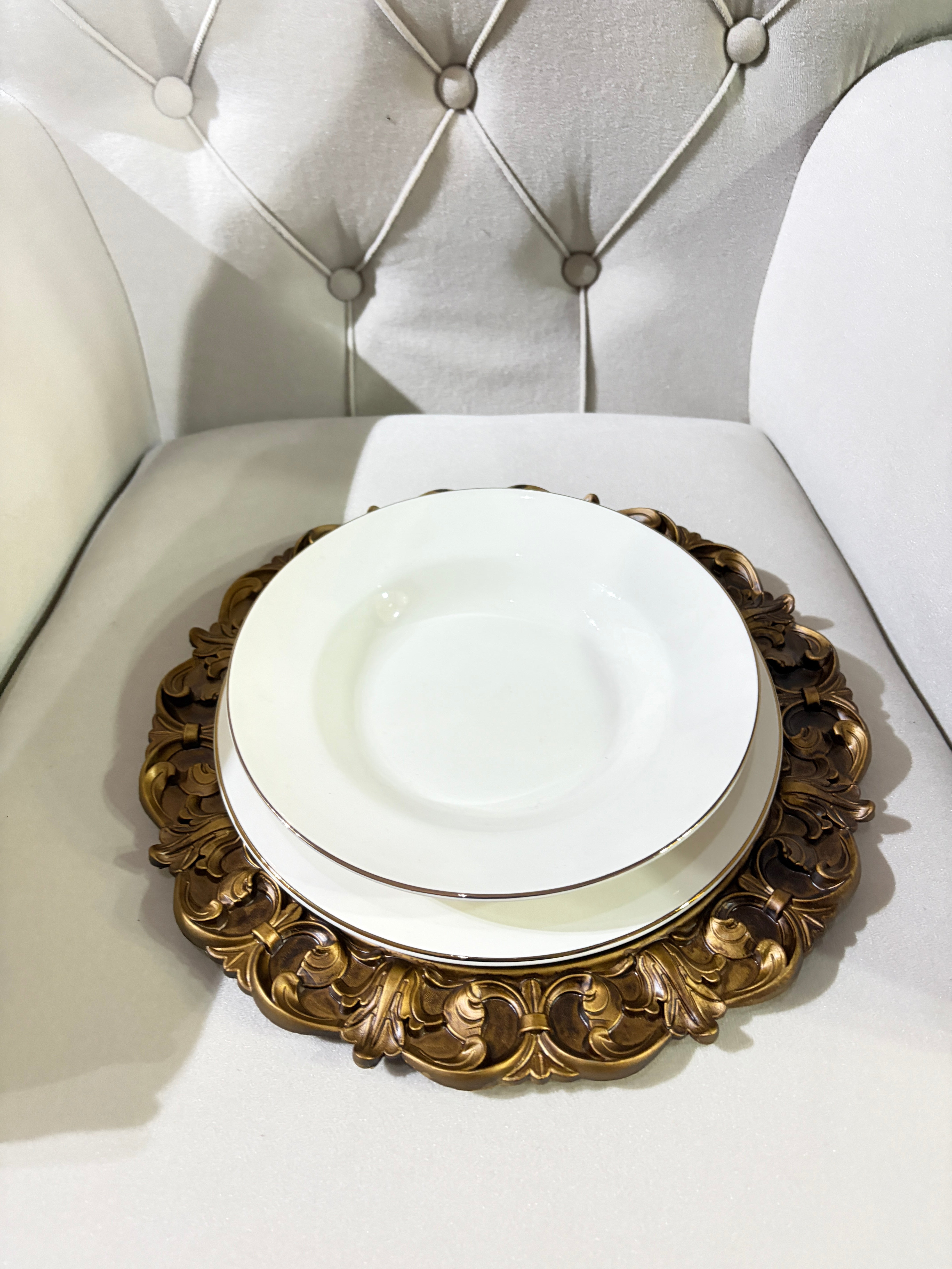 6 Platos Base Decorativos Griego Café