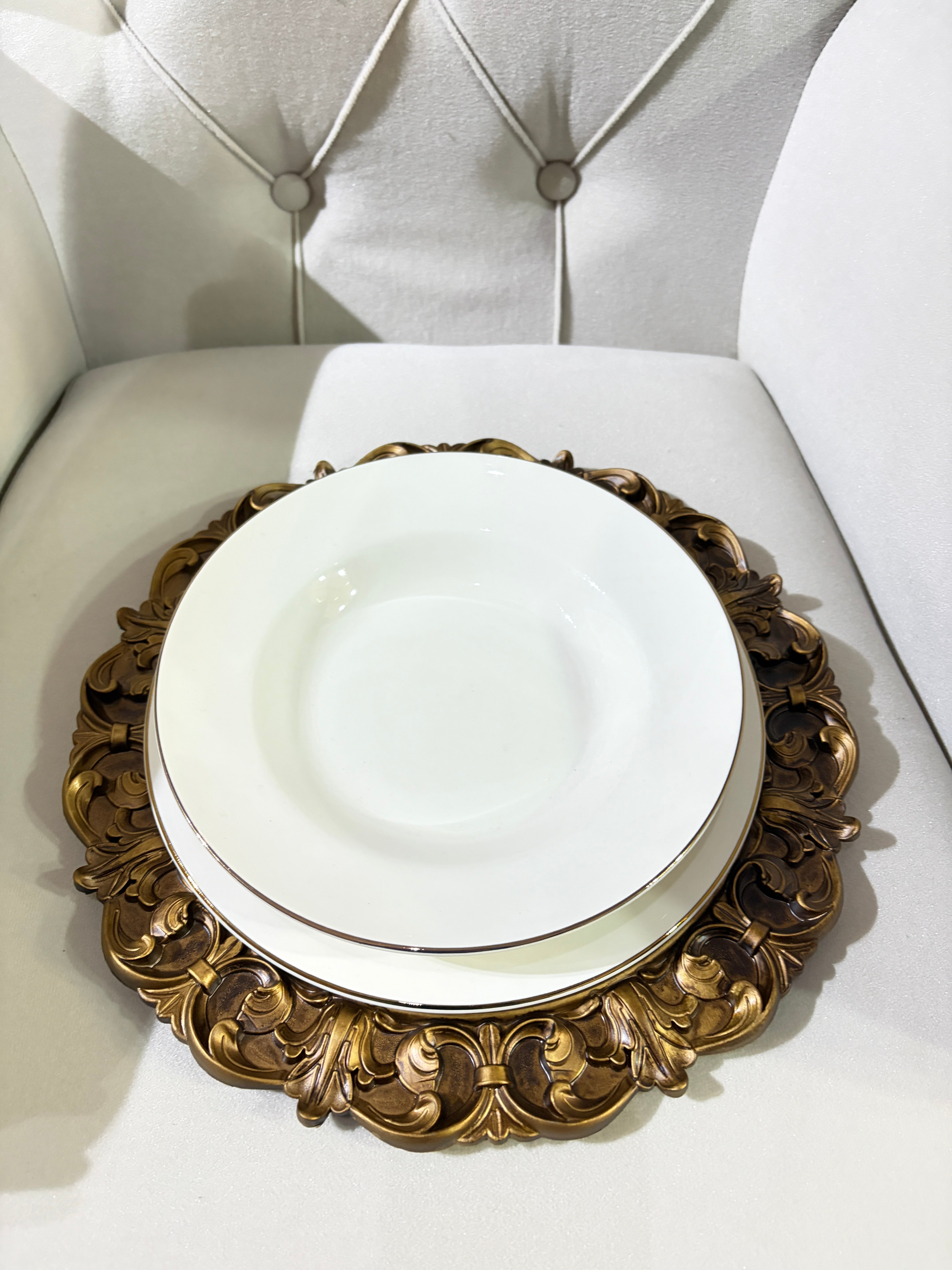 6 Platos Base Decorativos Griego Café
