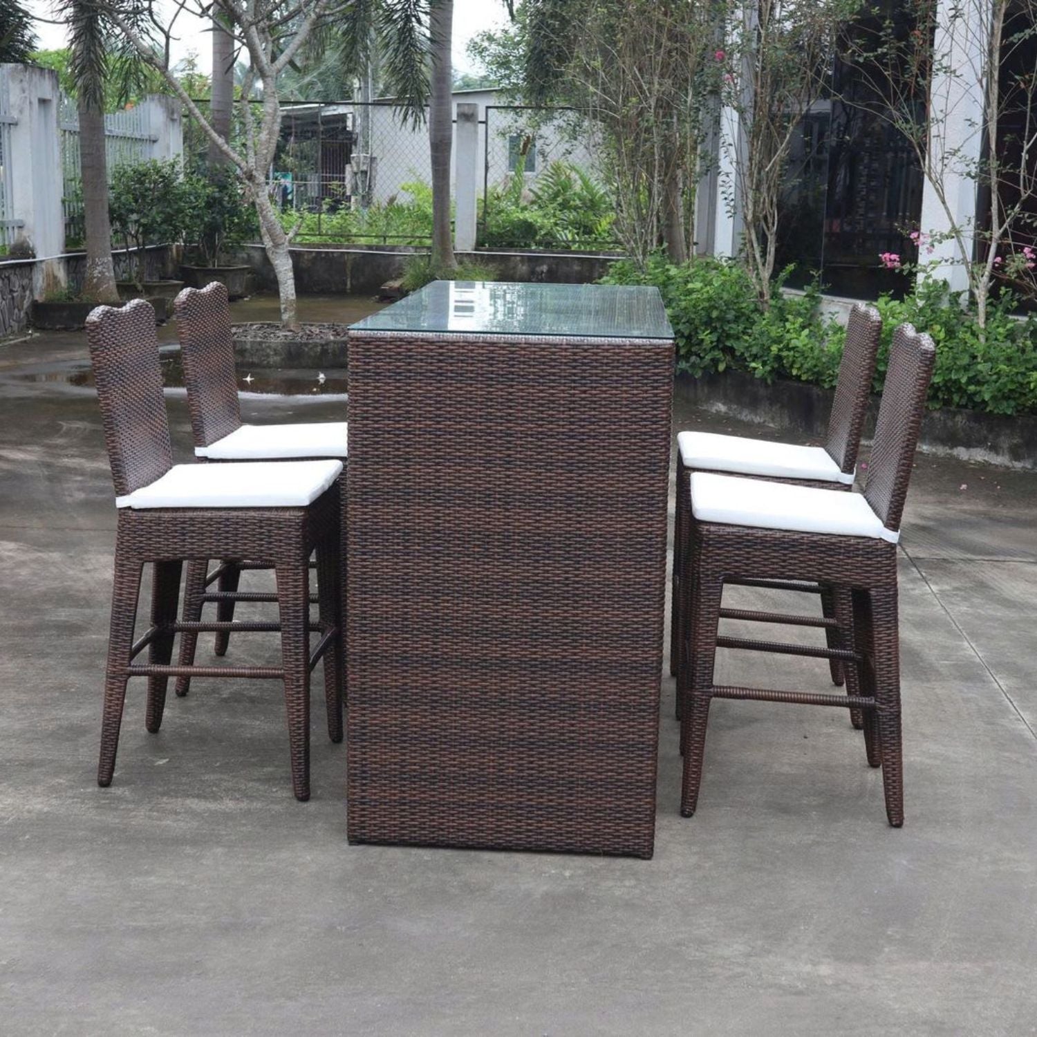 Bar Rattan Polivinílico con 4 Sillas