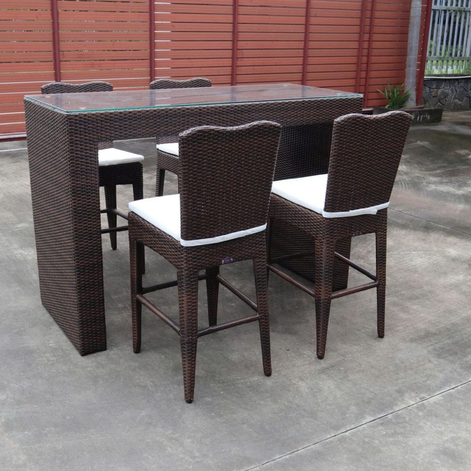 Bar Rattan Polivinílico con 4 Sillas