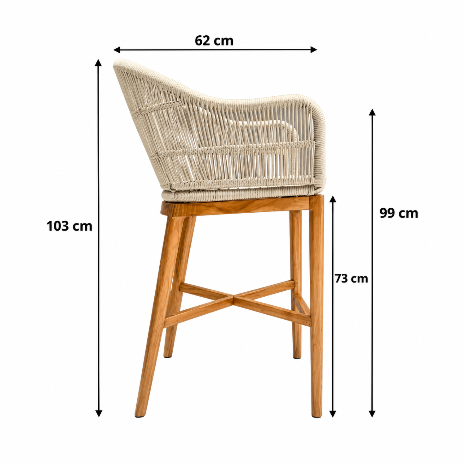 Taburete de Madera Teca y Cuerda Náutica