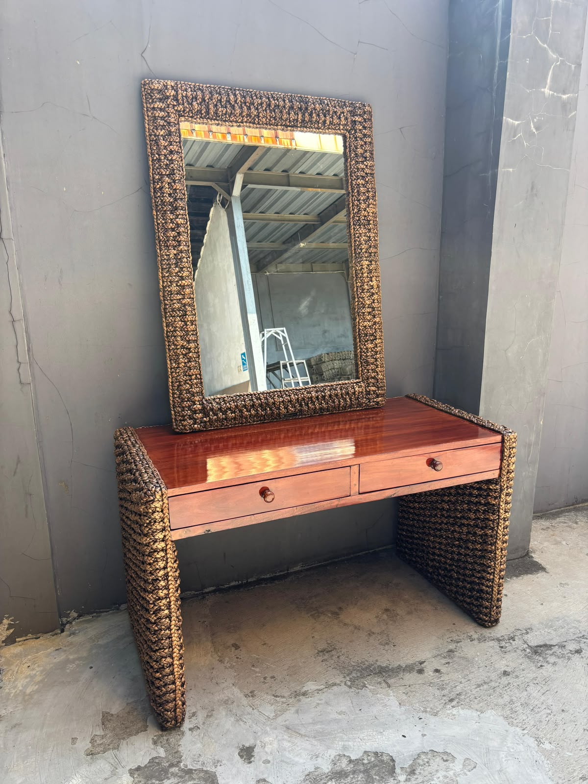 Mesa de Arrimo Rattan Natural