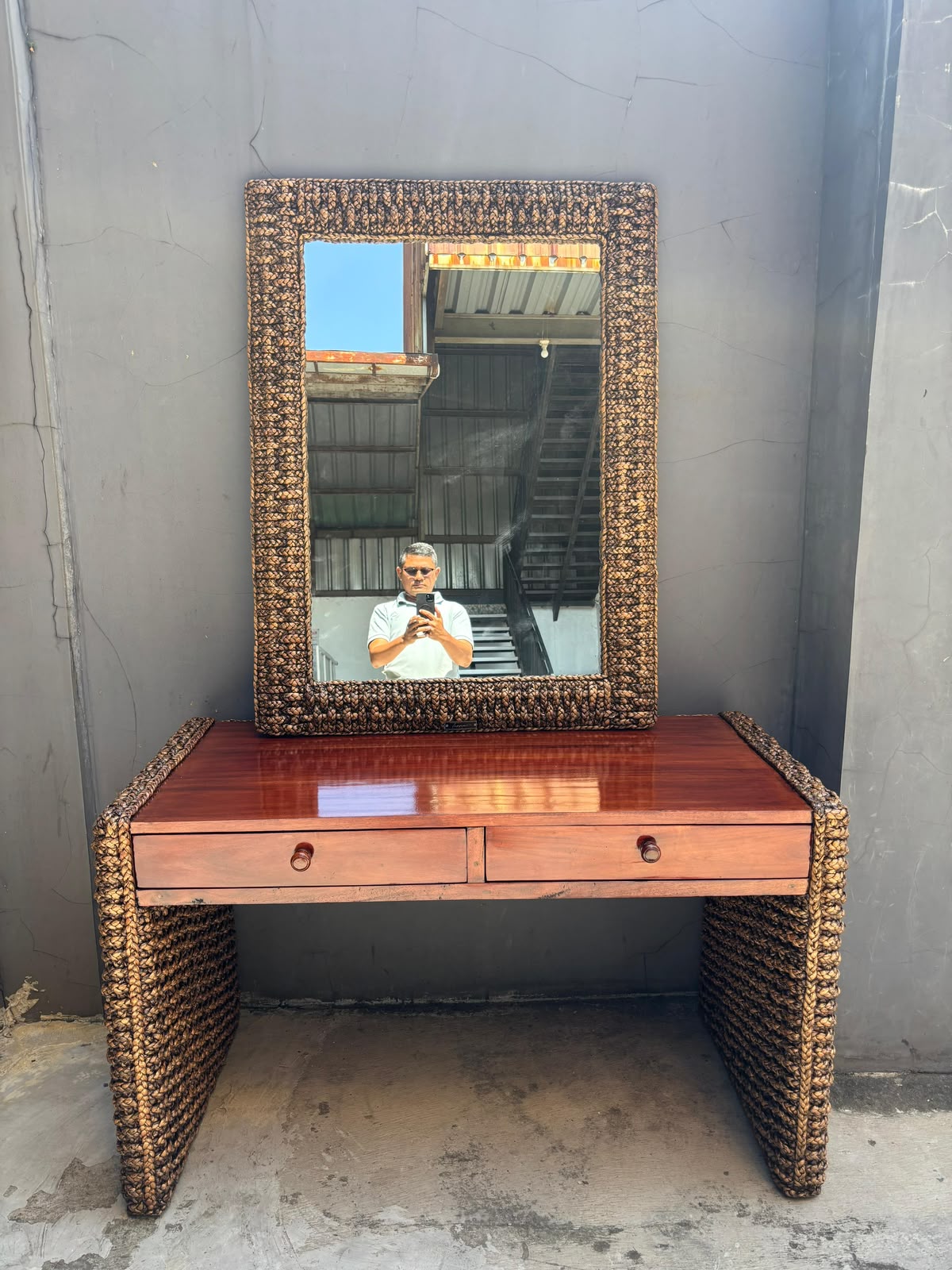 Mesa de Arrimo Rattan Natural