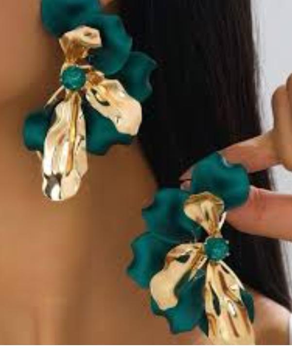 Aros flor verde esmeralda
