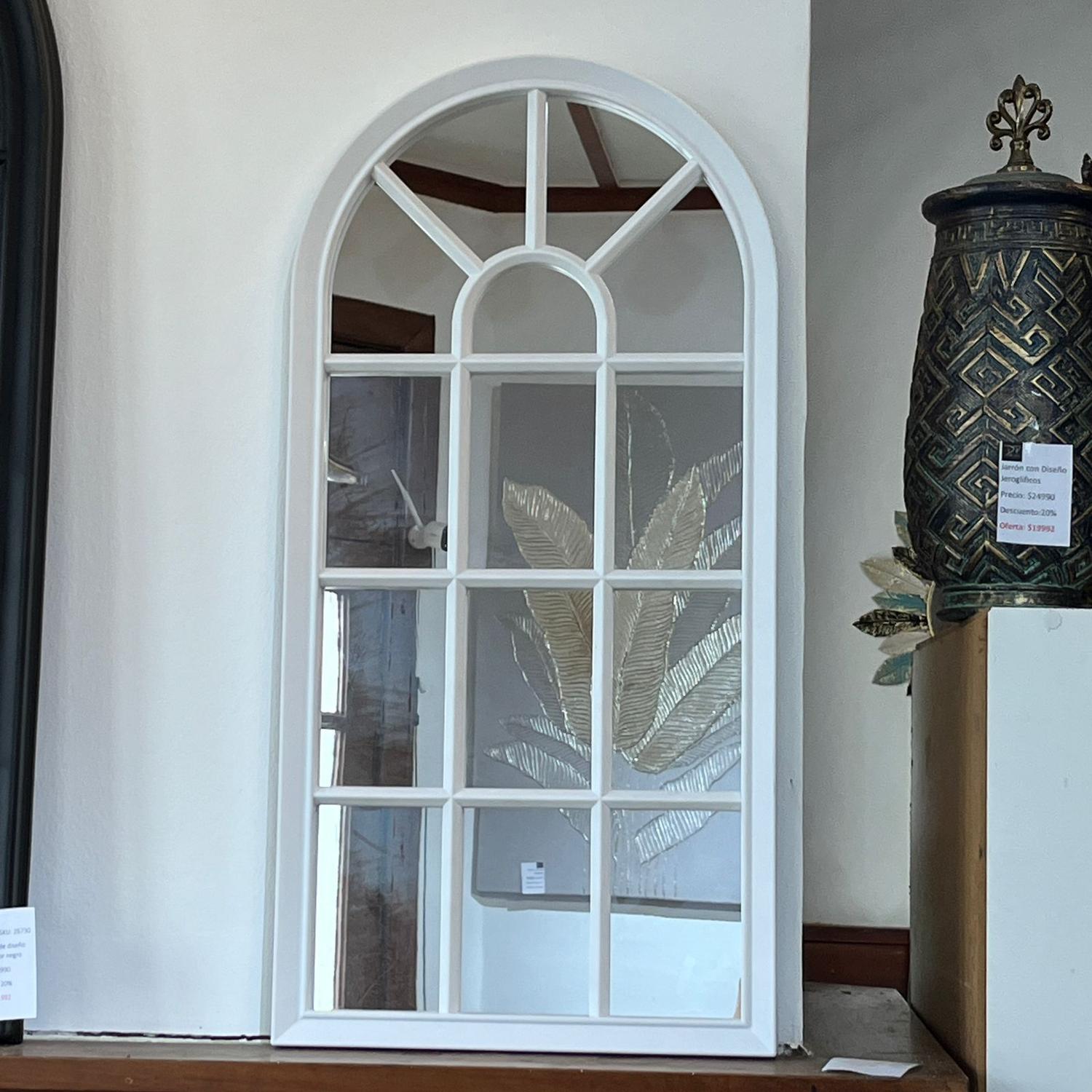 Espejo Pequeño Diseño Ventana Color Blanco