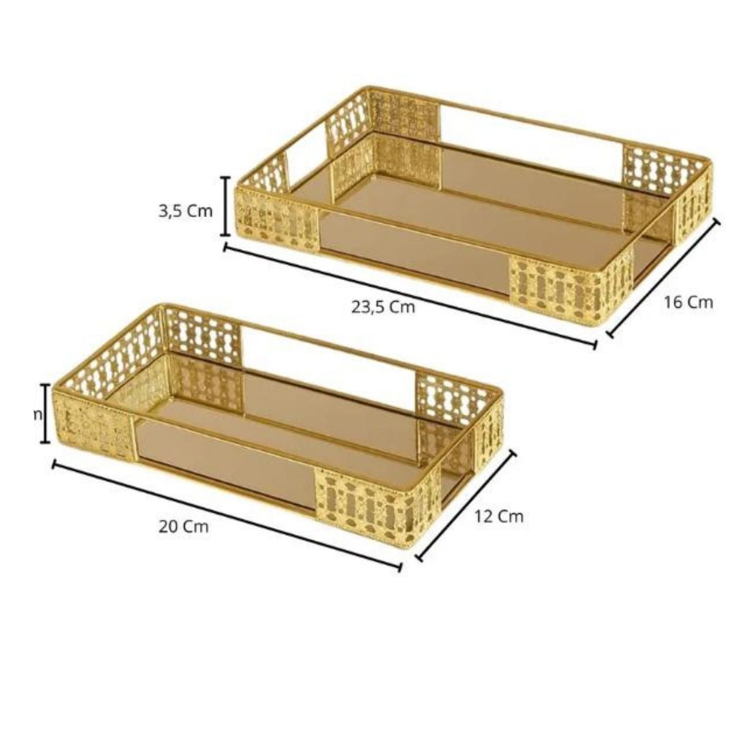 Set Bandeja Rectangular Dorado Metal