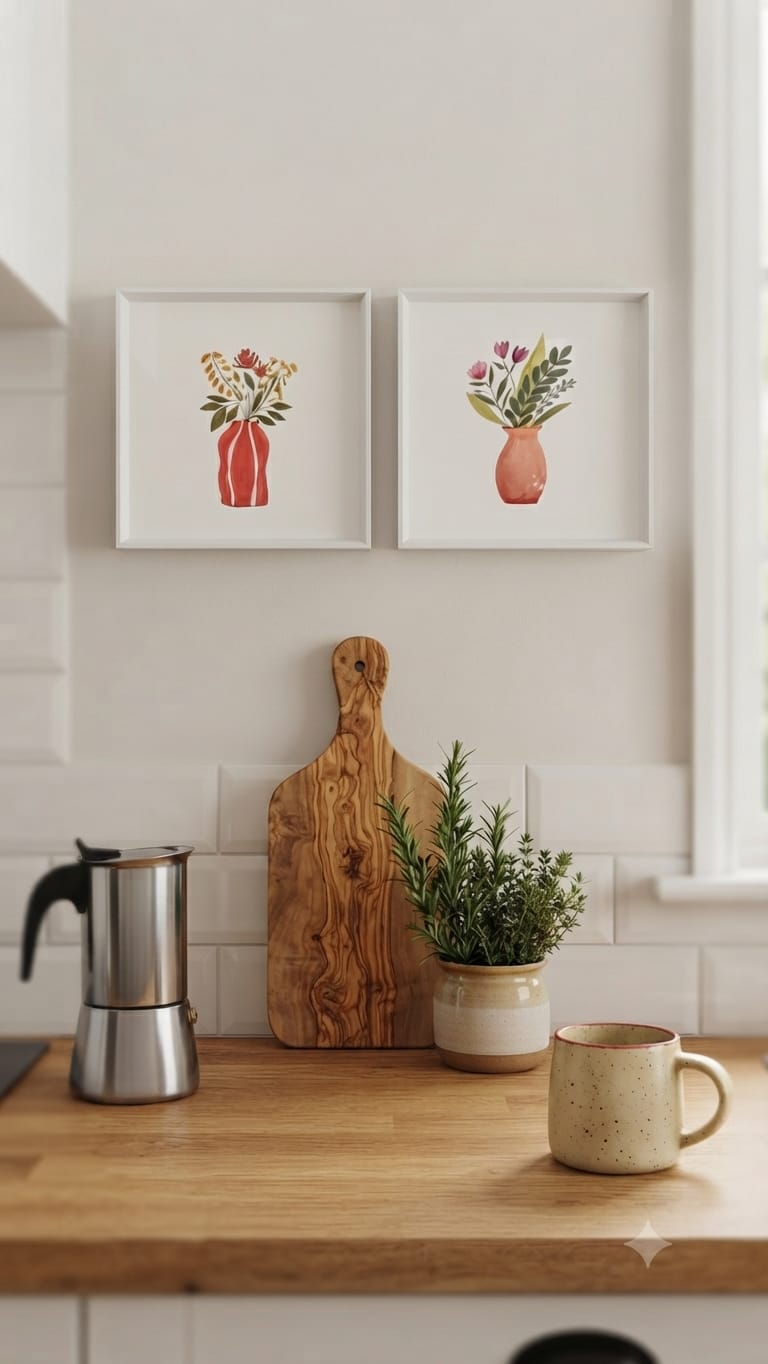 Pack 2 Cuadros Floreros Rojos - decoración hogar rattan natural | Terraestilo Chile 2