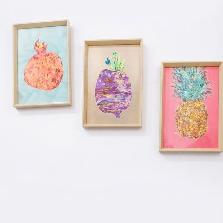 Set de 3 Cuadros Frutas y Hortaliza - decoración hogar rattan natural | Terraestilo Chile 2