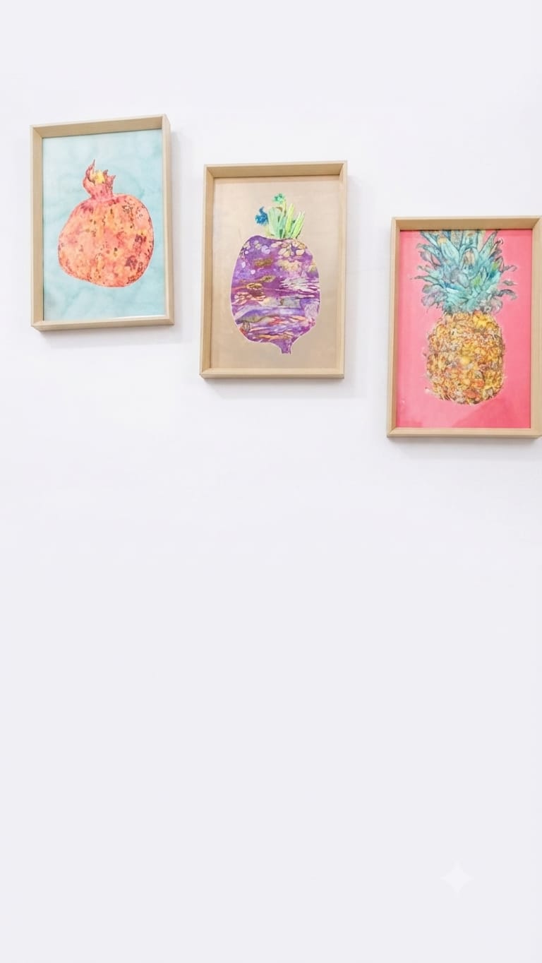 Set de 3 Cuadros Frutas y Hortaliza - decoración hogar rattan natural | Terraestilo Chile 8