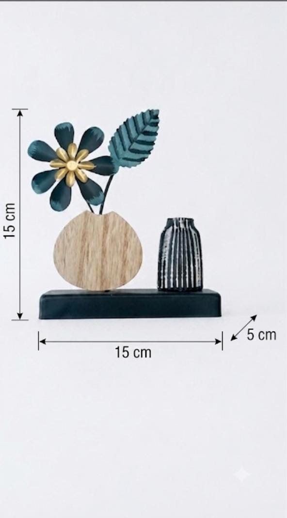 Adorno Flor Turquesa Dorado - decoración hogar rattan natural | Terraestilo Chile 4