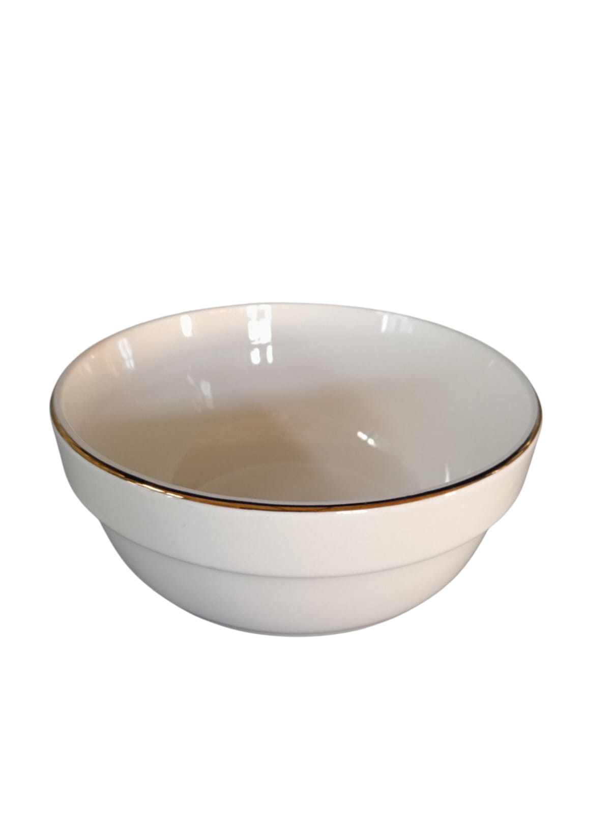 Pocillo Loza Postre Blanco Borde Dorado