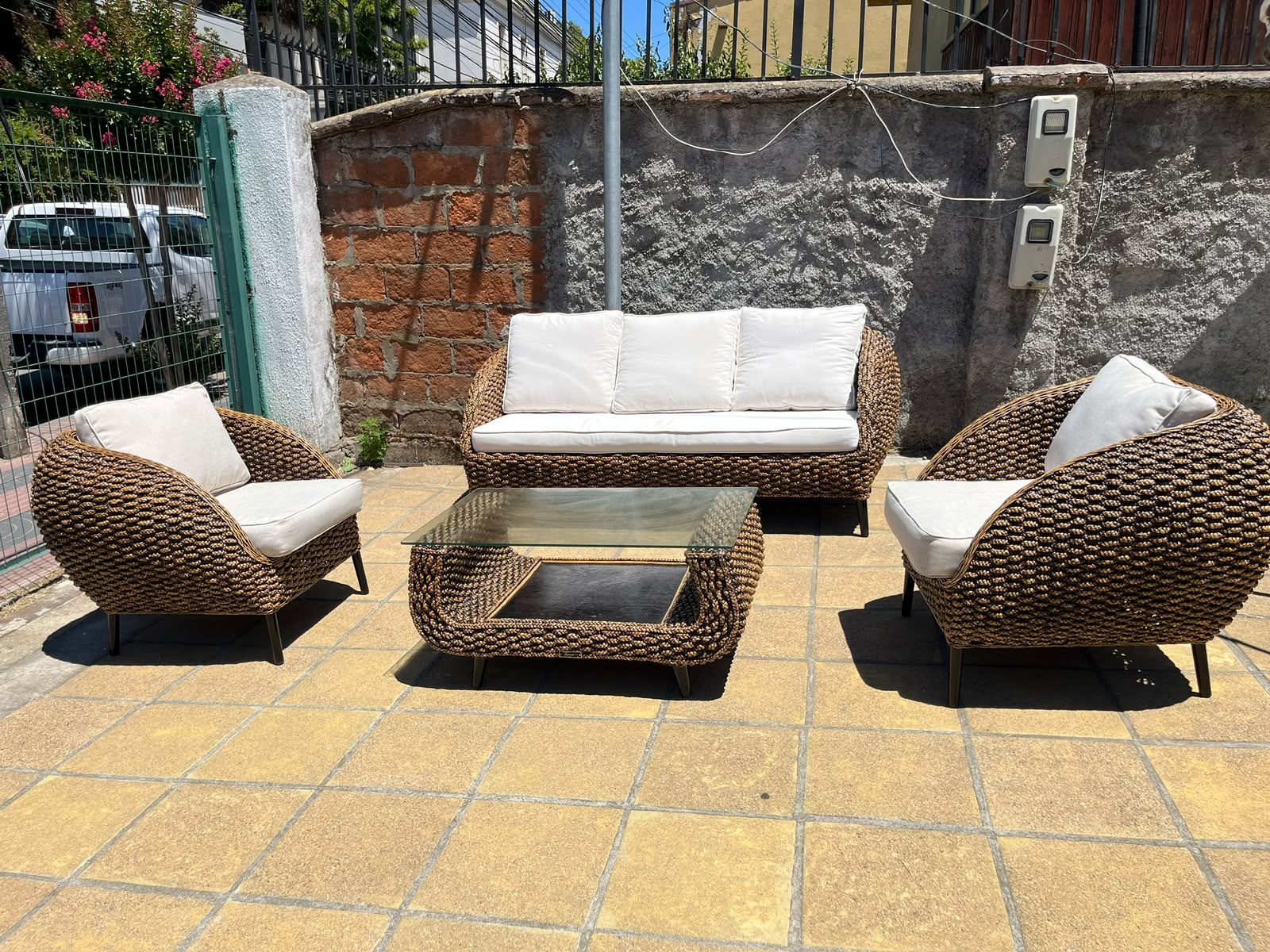 Sofá 1 Cuerpo Ratán Natural Lombok - mueble de terraza rattan exterior | Terraestilo Chile 4