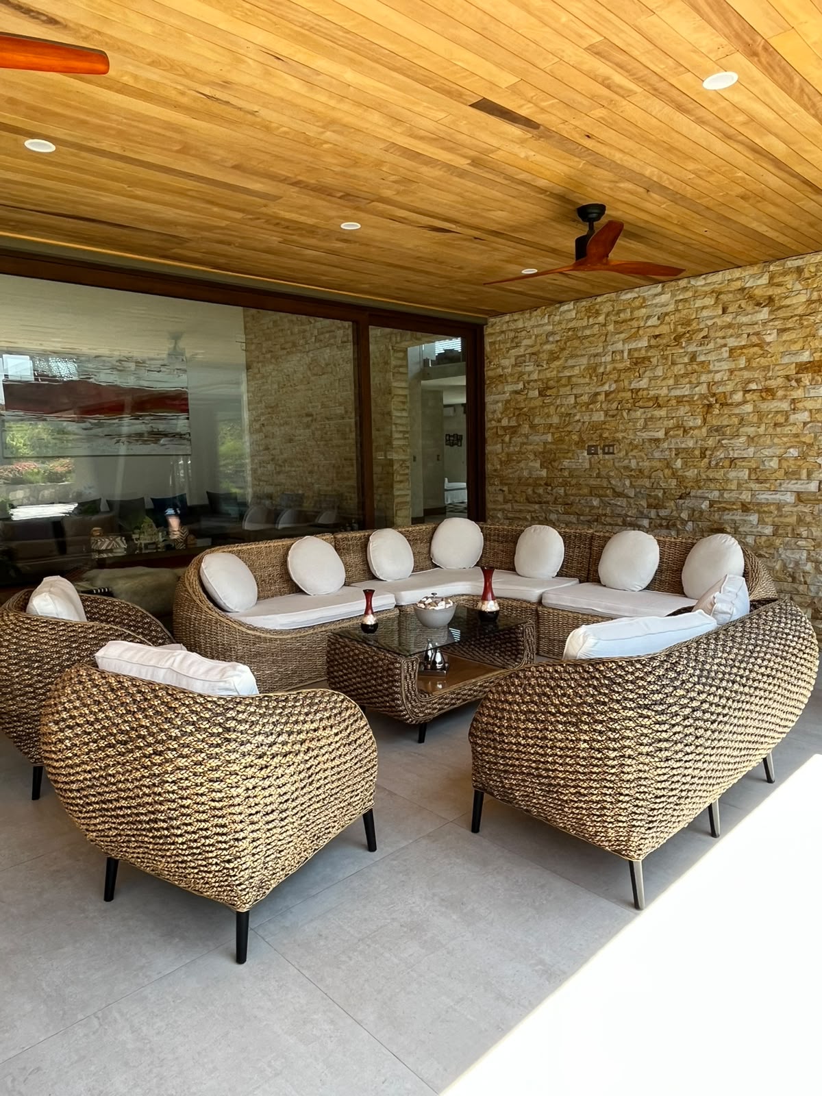 Sofá 1 Cuerpo Ratán Natural Lombok - mueble de terraza rattan exterior | Terraestilo Chile 3