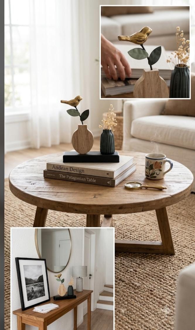 Adorno Pajarito Dorado - decoración hogar rattan natural | Terraestilo Chile 3