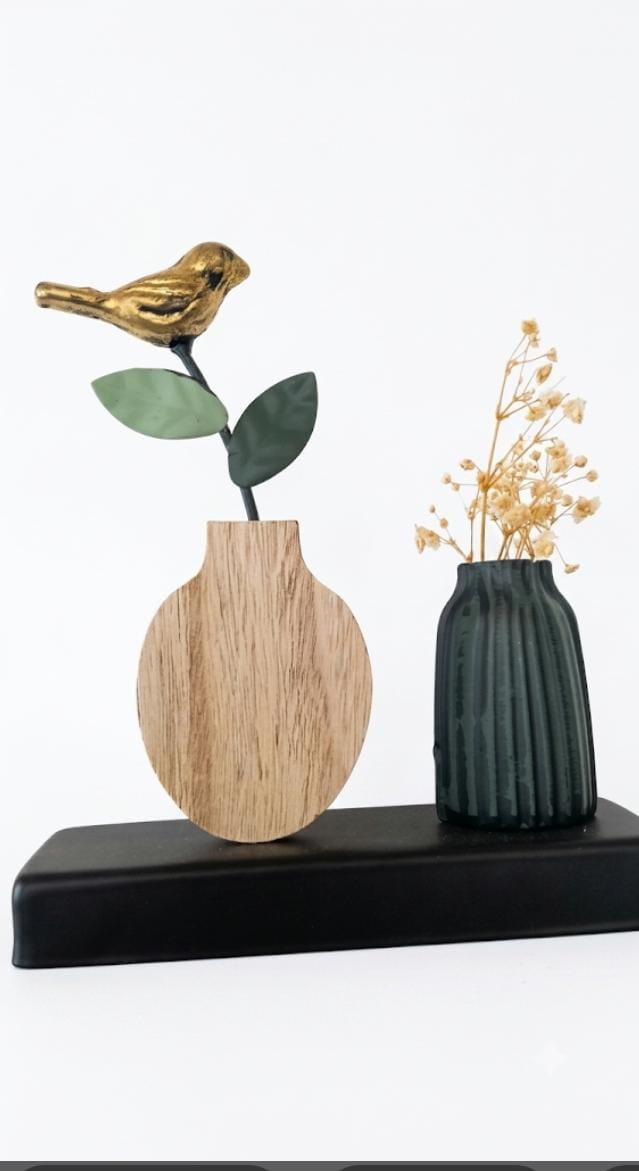 Adorno Pajarito Dorado - decoración hogar rattan natural | Terraestilo Chile 1