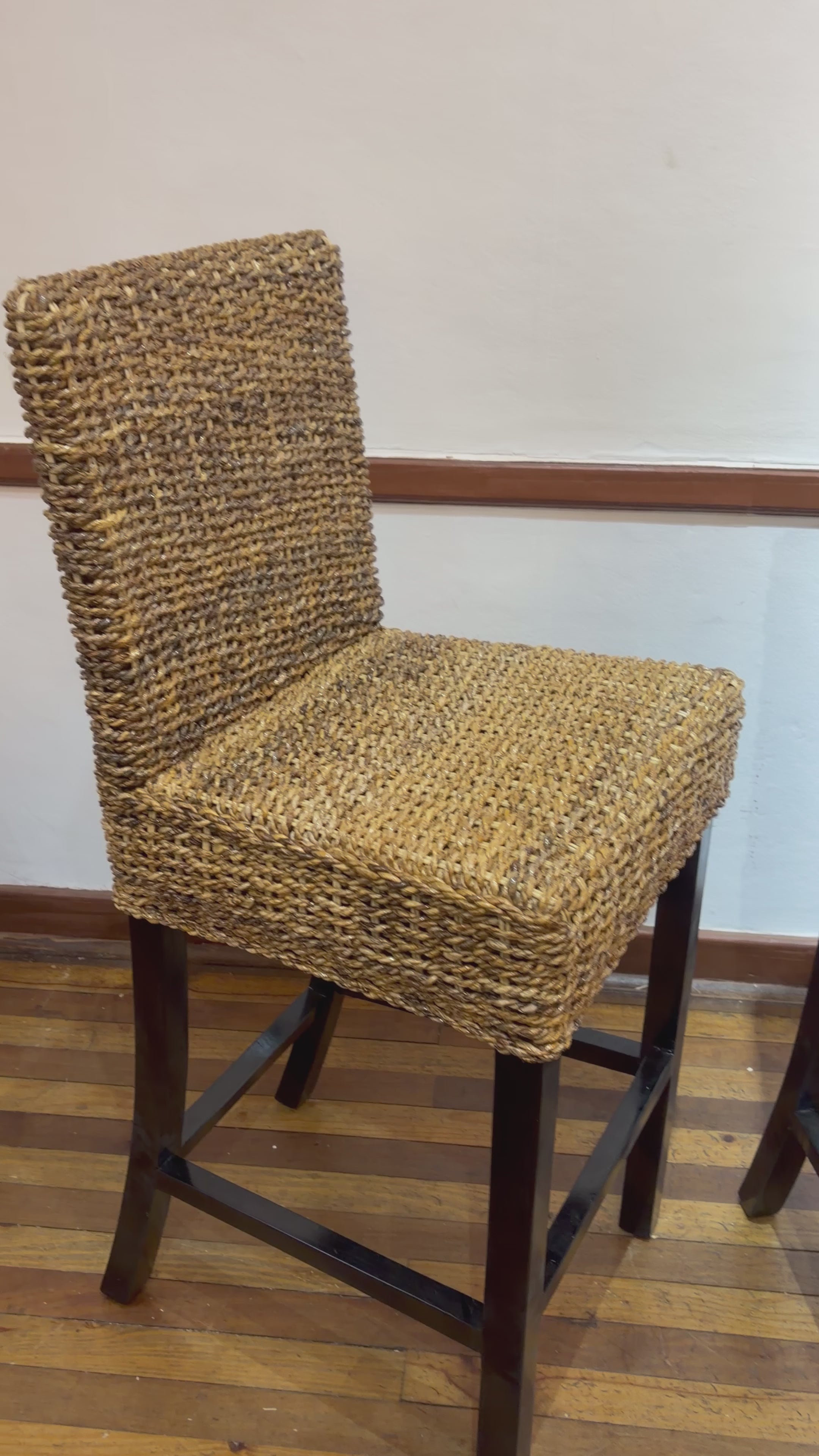 Silla Taburete de Bar Rattan Natural Con Hoja de Plátano, Silla de Bar