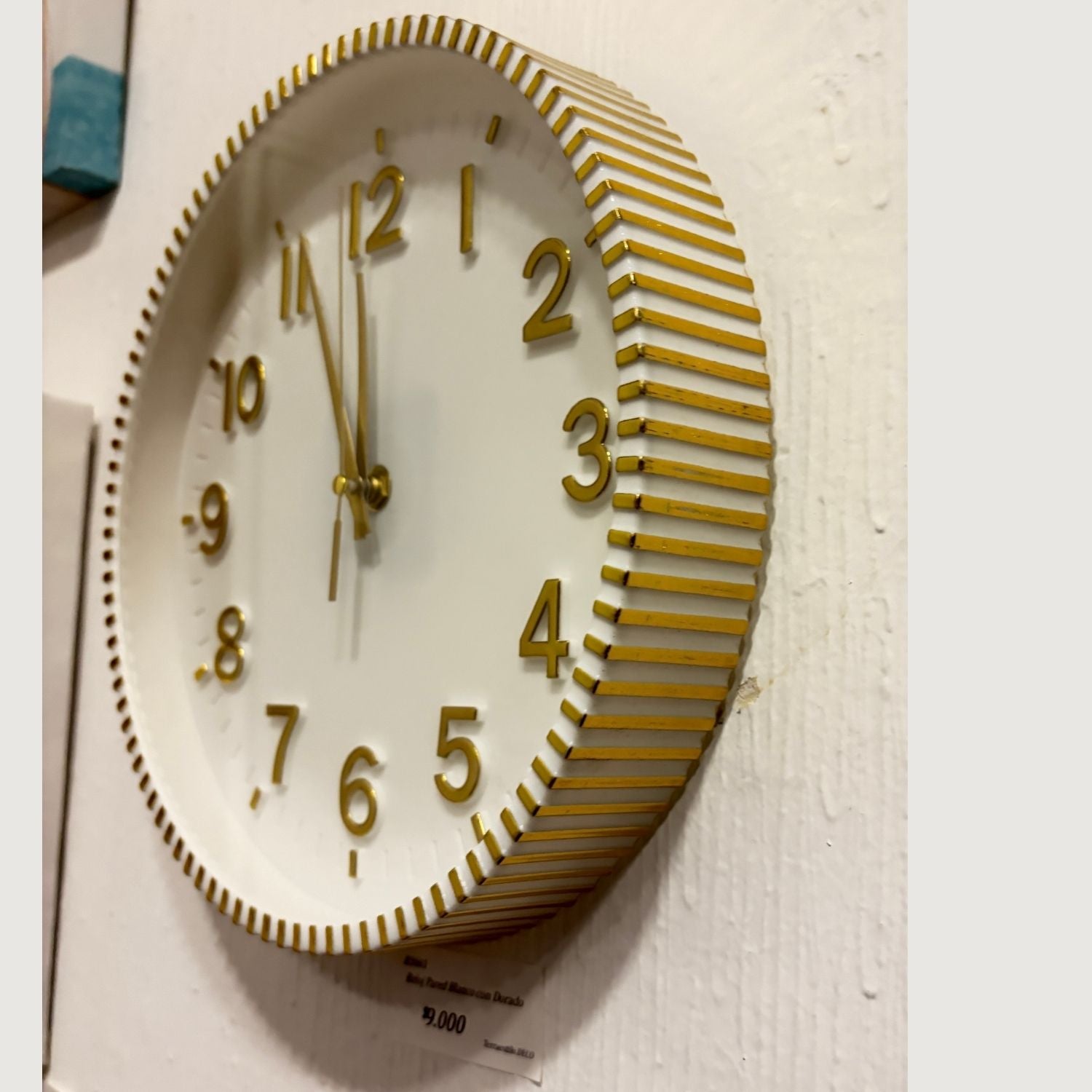 Reloj Pared Blanco con Dorado