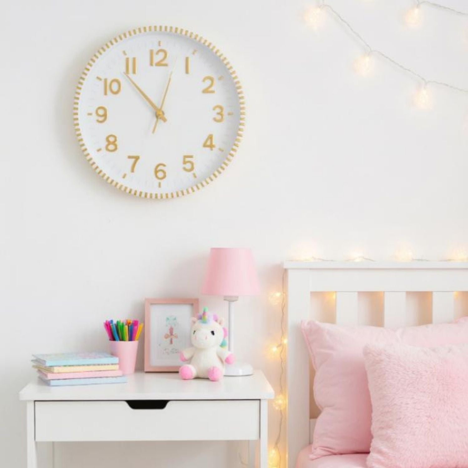 Reloj Pared Blanco con Dorado
