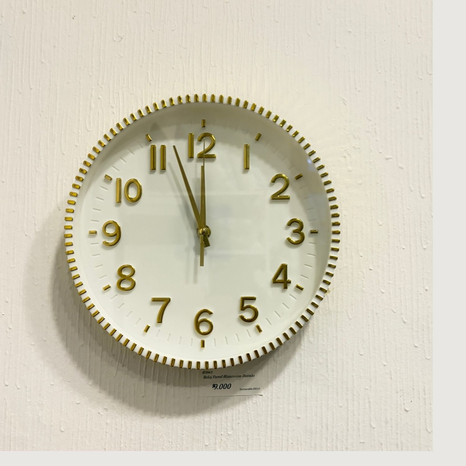 Reloj Pared Blanco con Dorado